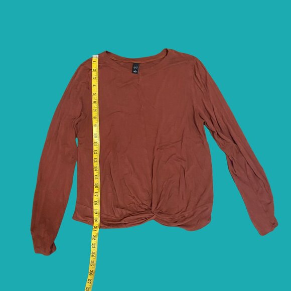 🧡 Eileen Fisher Rust Twist-Front Long Sleeve Top (Size L) Effortlessly Chic - Picture 3 of 6